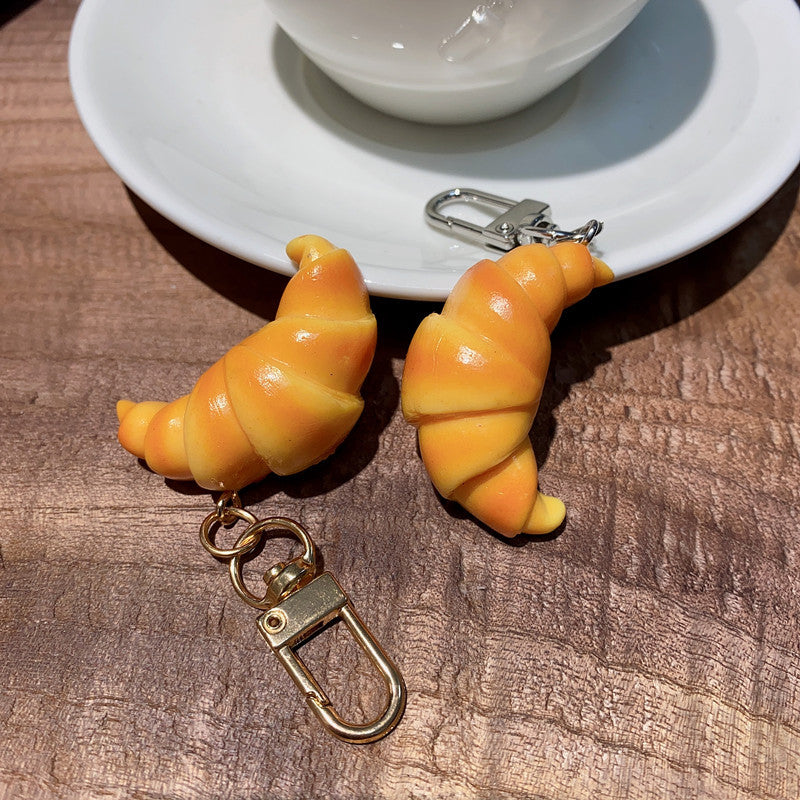 Wholesale PVC Imitation Food Toy Croissant Bag Key Chain
